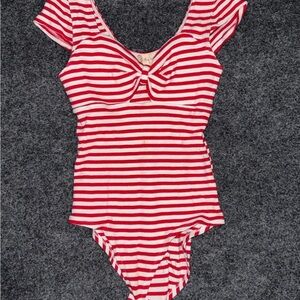 Altar'd State Red and White Striped Knit Top